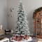 9.5ft. Pre-Lit Slim Flocked Nova Scotia Spruce Artificial Christmas Tree, White LED Lights